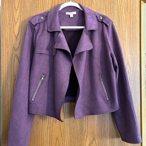 Cato Purple Faux Suede Moto Jacket Women’s Large NWOT